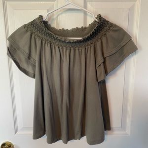 Massini - Army green off the shoulder top